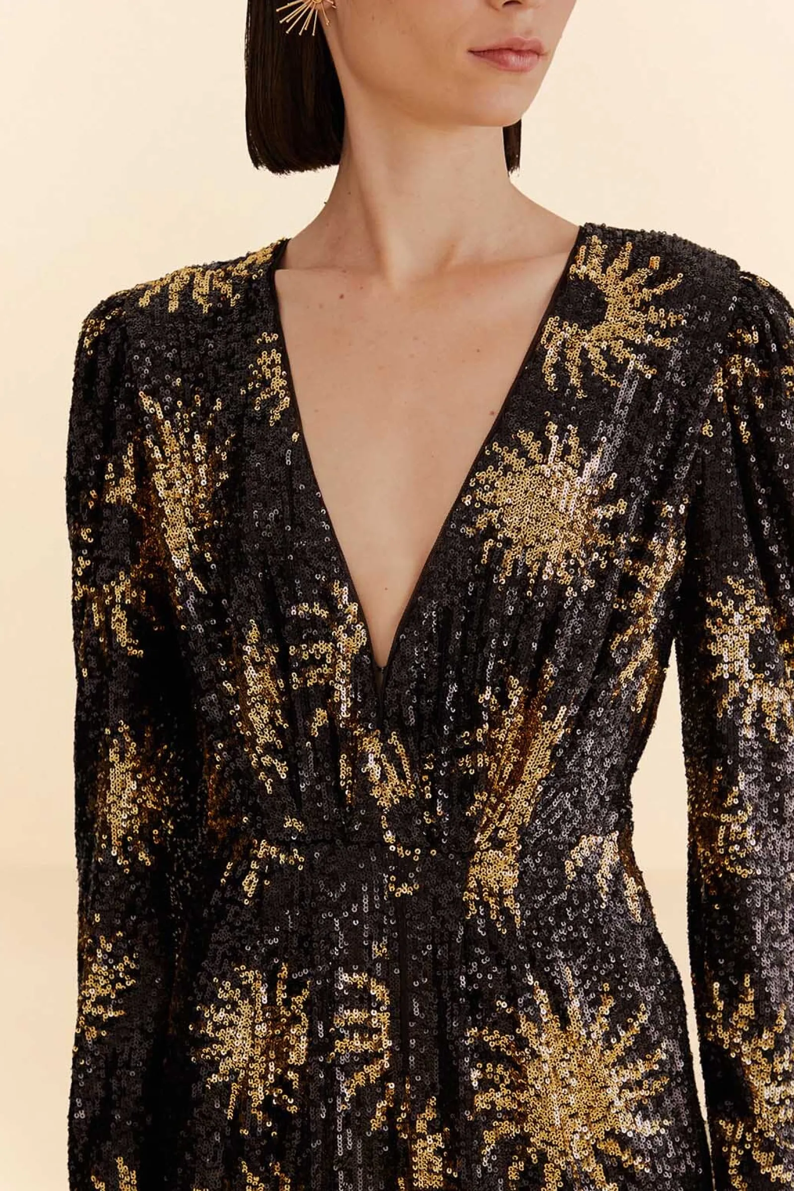 SUNNY MOOD SEQUIN V NECK JUMPSUIT