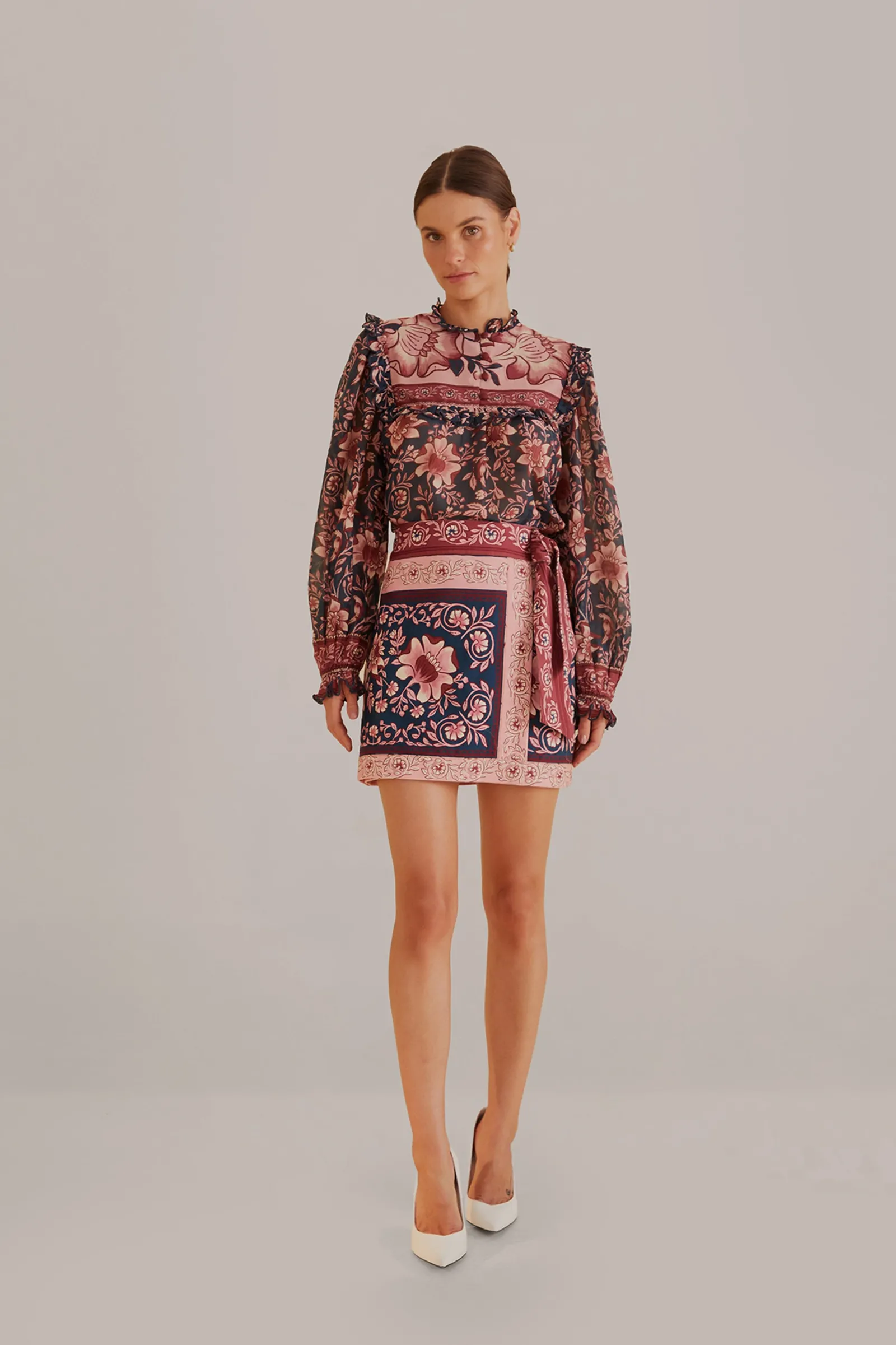 TEAL AINIKA CHARM LONG SLEEVE BLOUSE