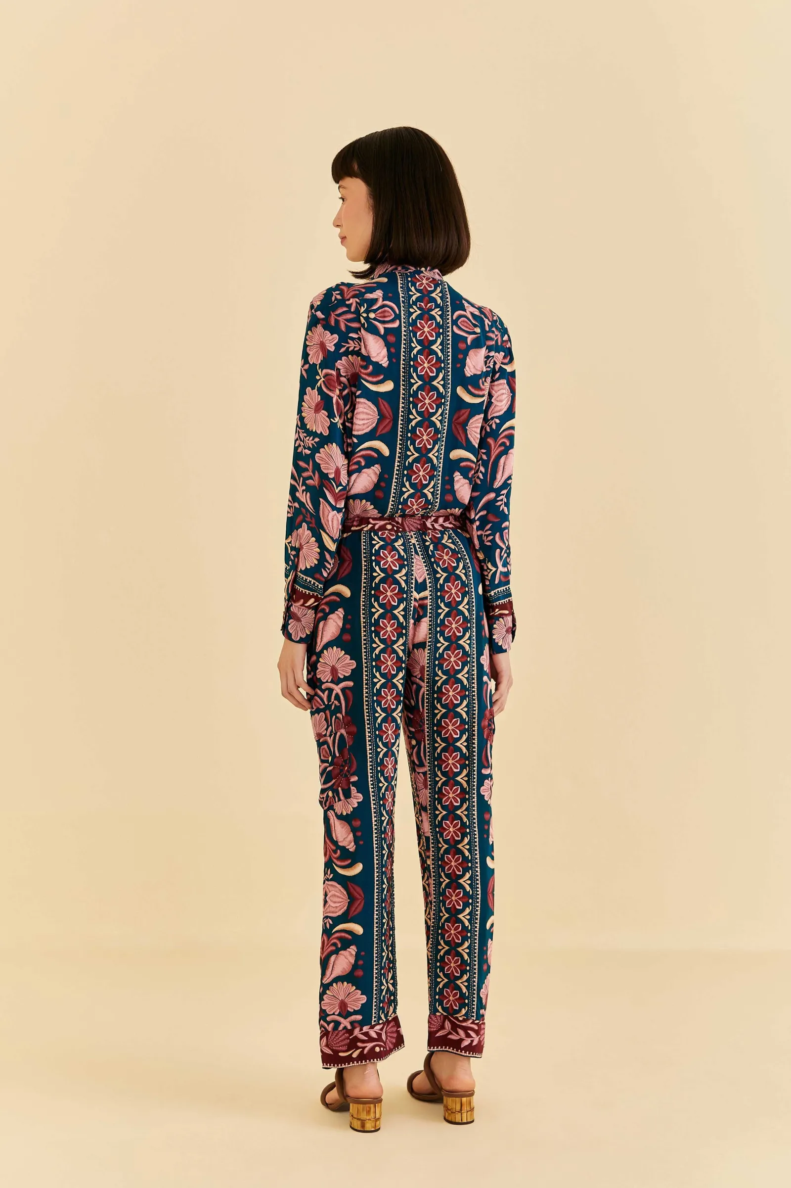 TEAL SEASHELL TAPESTRY CARGO PANTS