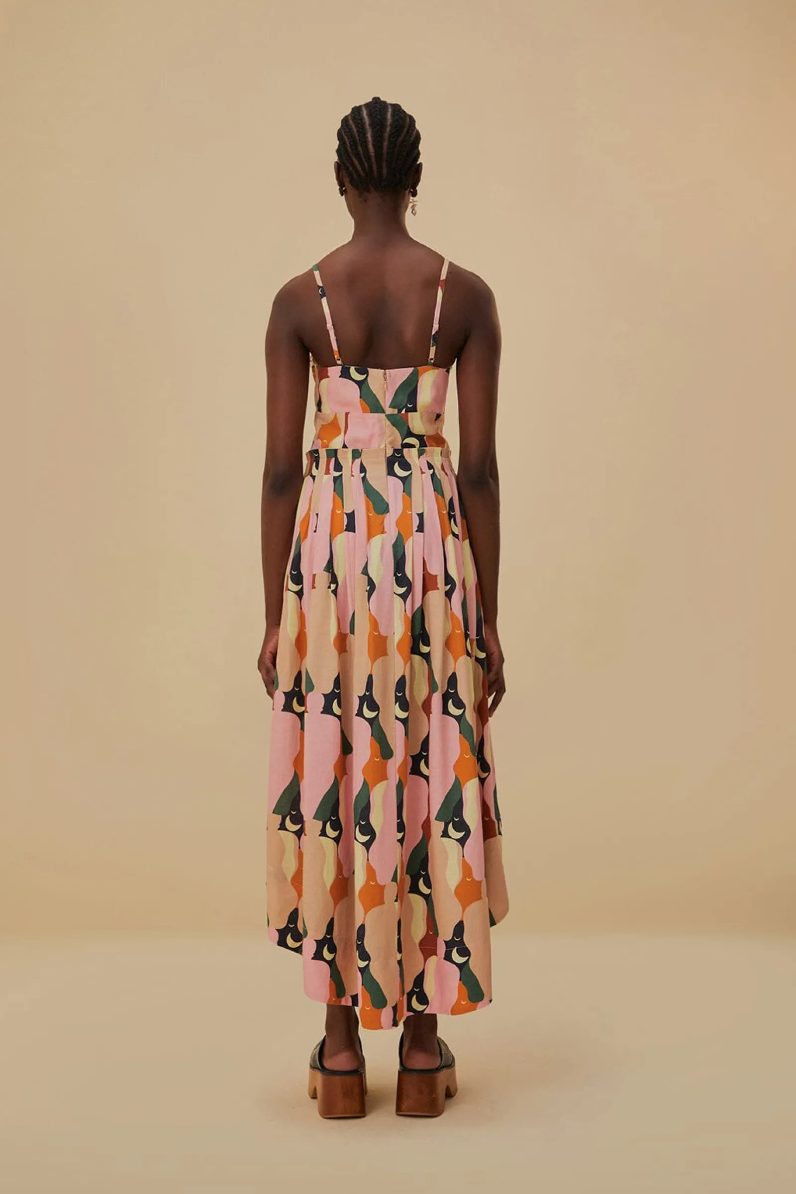 THE KISS MULTICOLOR SLEEVELESS MIDI DRESS