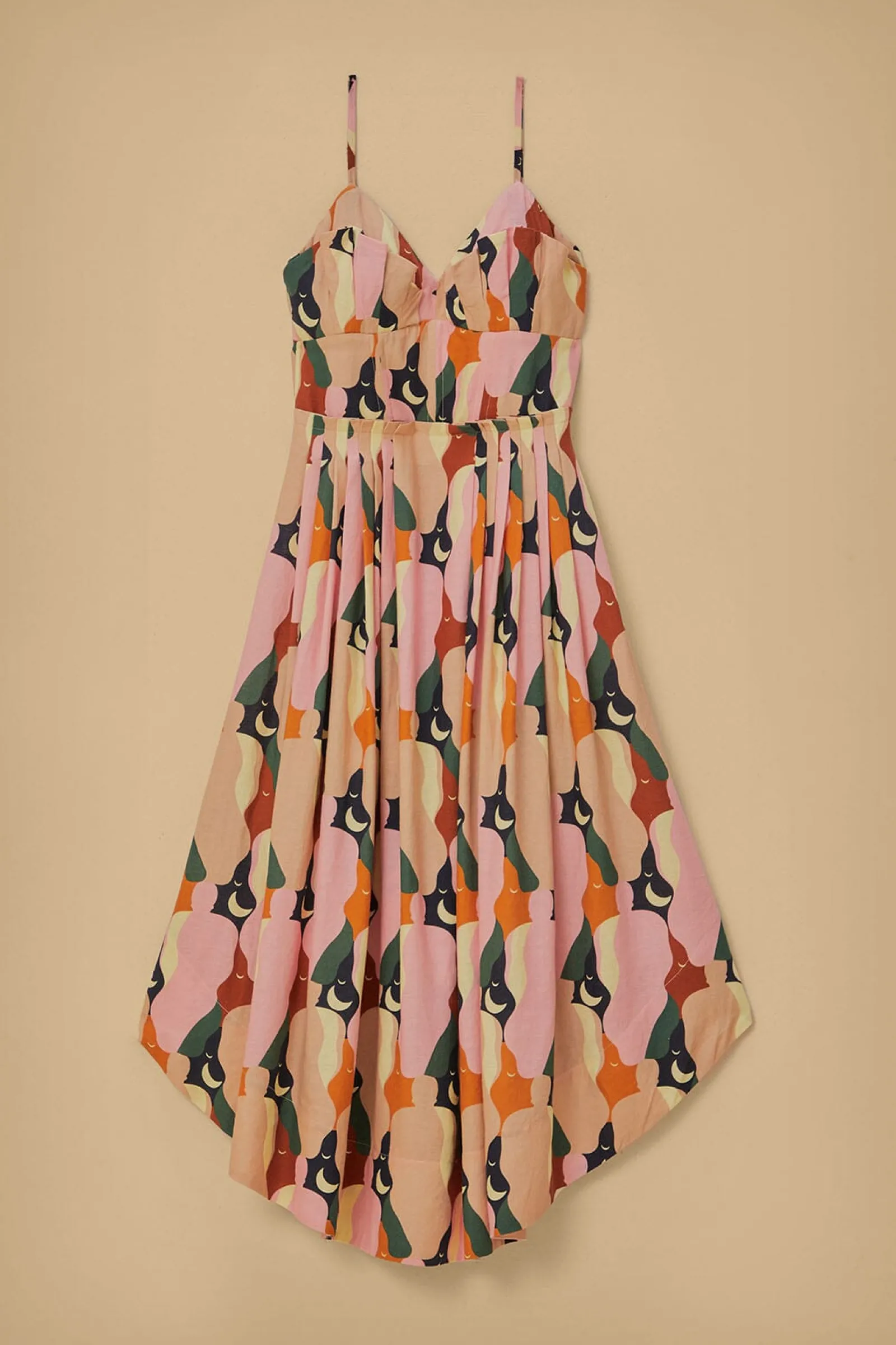 THE KISS MULTICOLOR SLEEVELESS MIDI DRESS