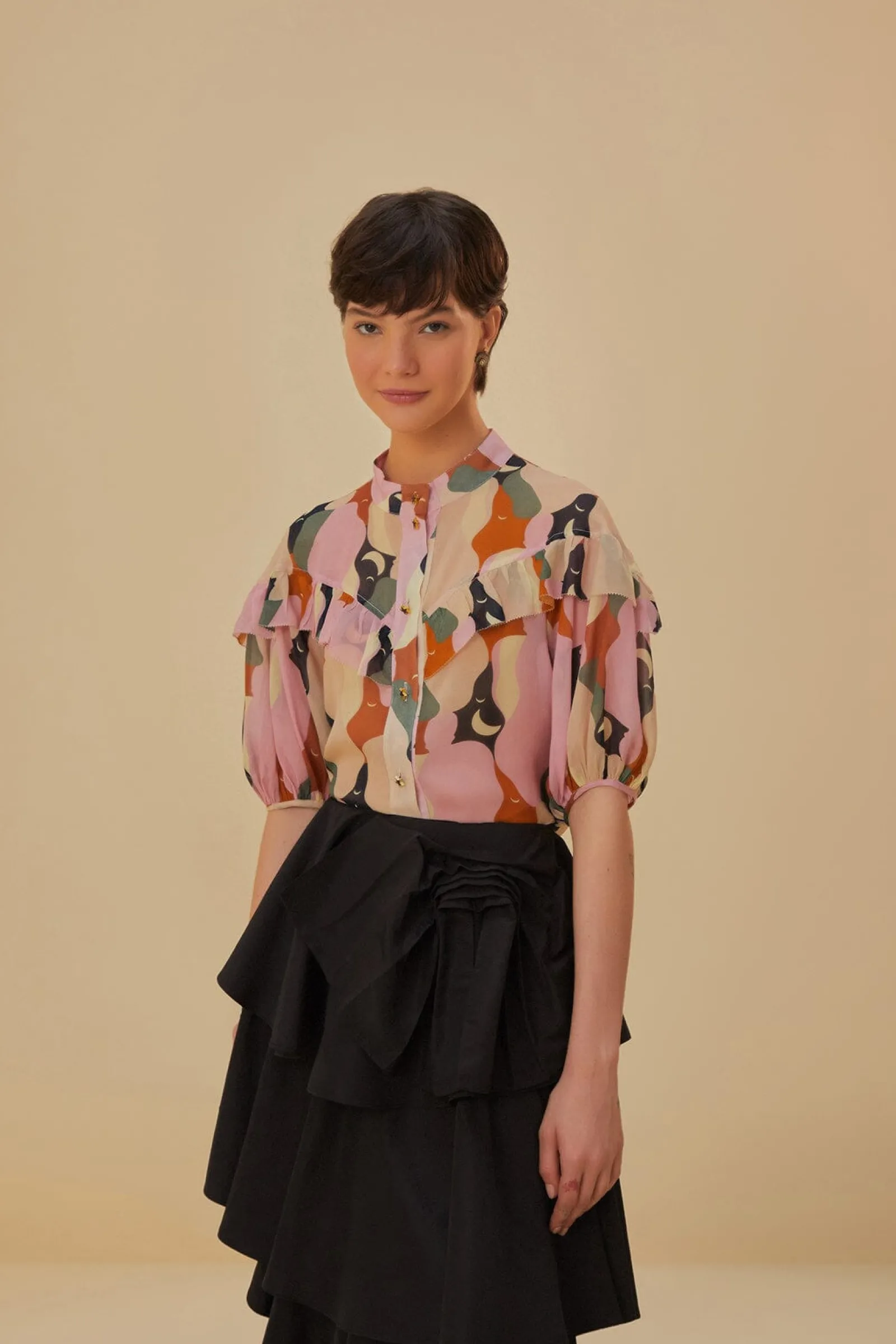  THE KISS MULTICOLOR SHORT SLEEVE BLOUSE