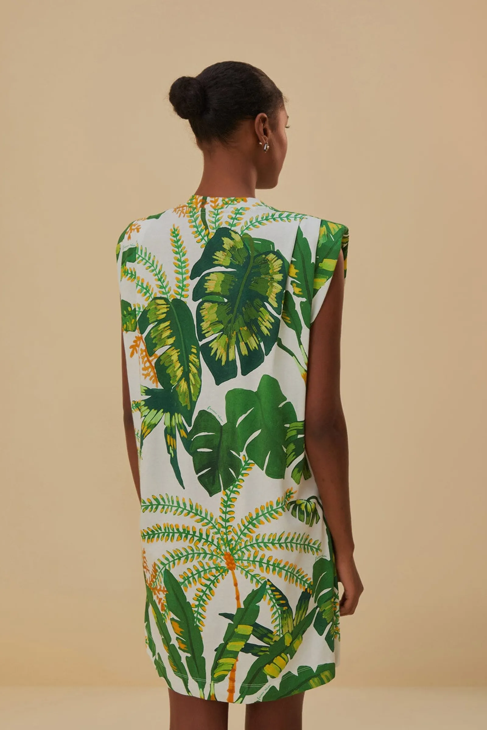 TROPICAL FOREST OFF-WHITE T-SHIRT DRESS