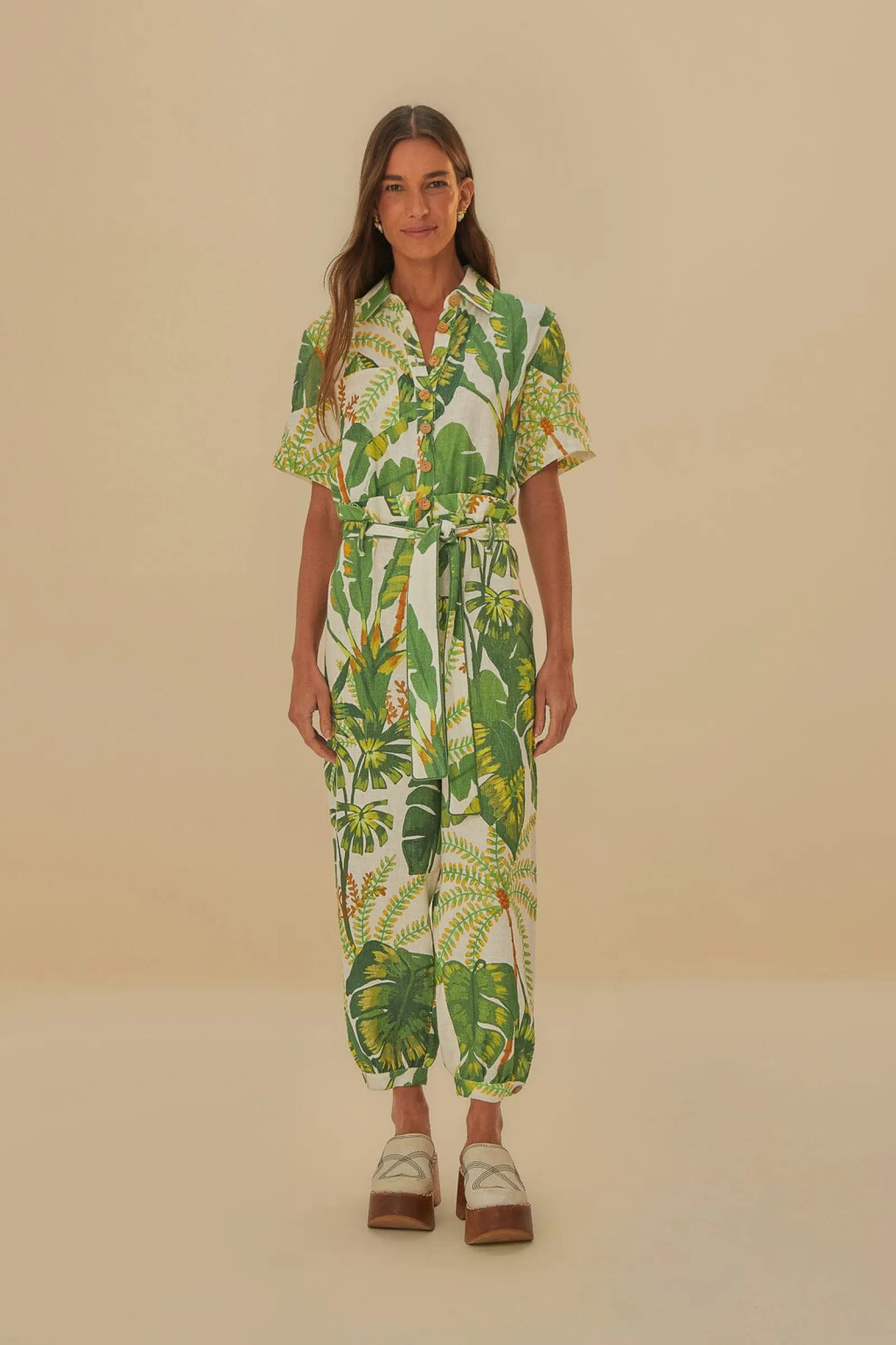  TROPICAL FOREST OFF-WHITE JUMPSUIT