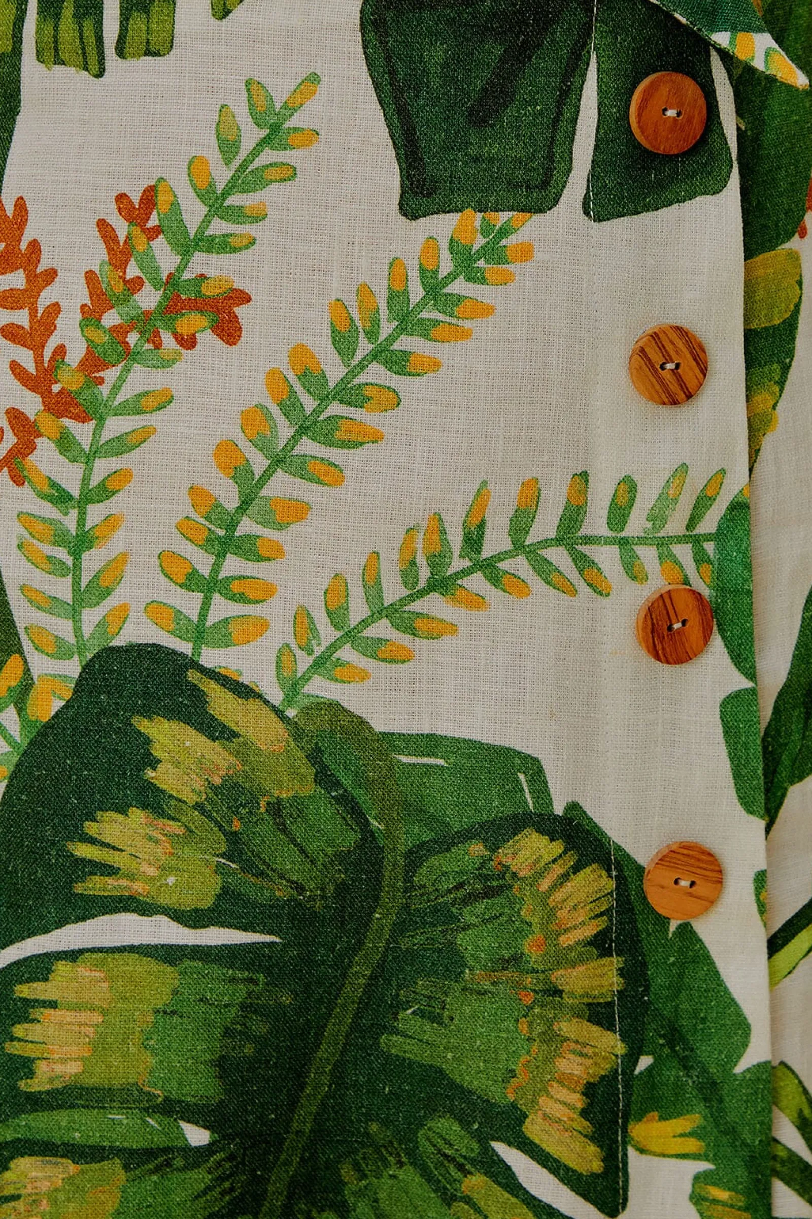 TROPICAL FOREST OFF-WHITE MINI DRESS