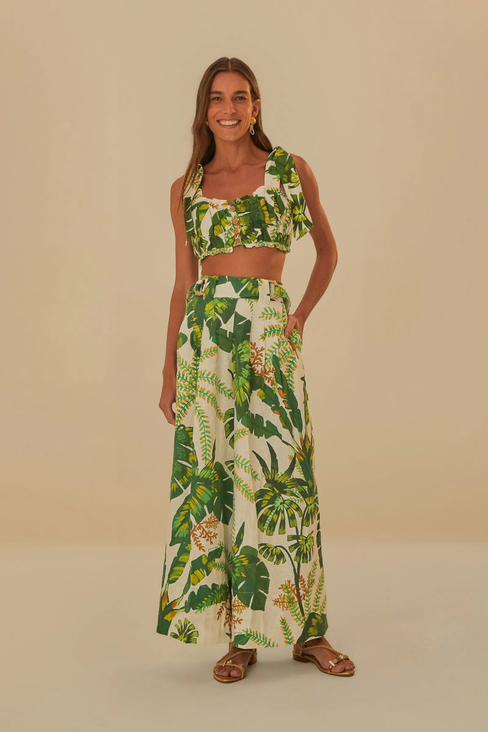  TROPICAL FOREST OFF-WHITE PANTS