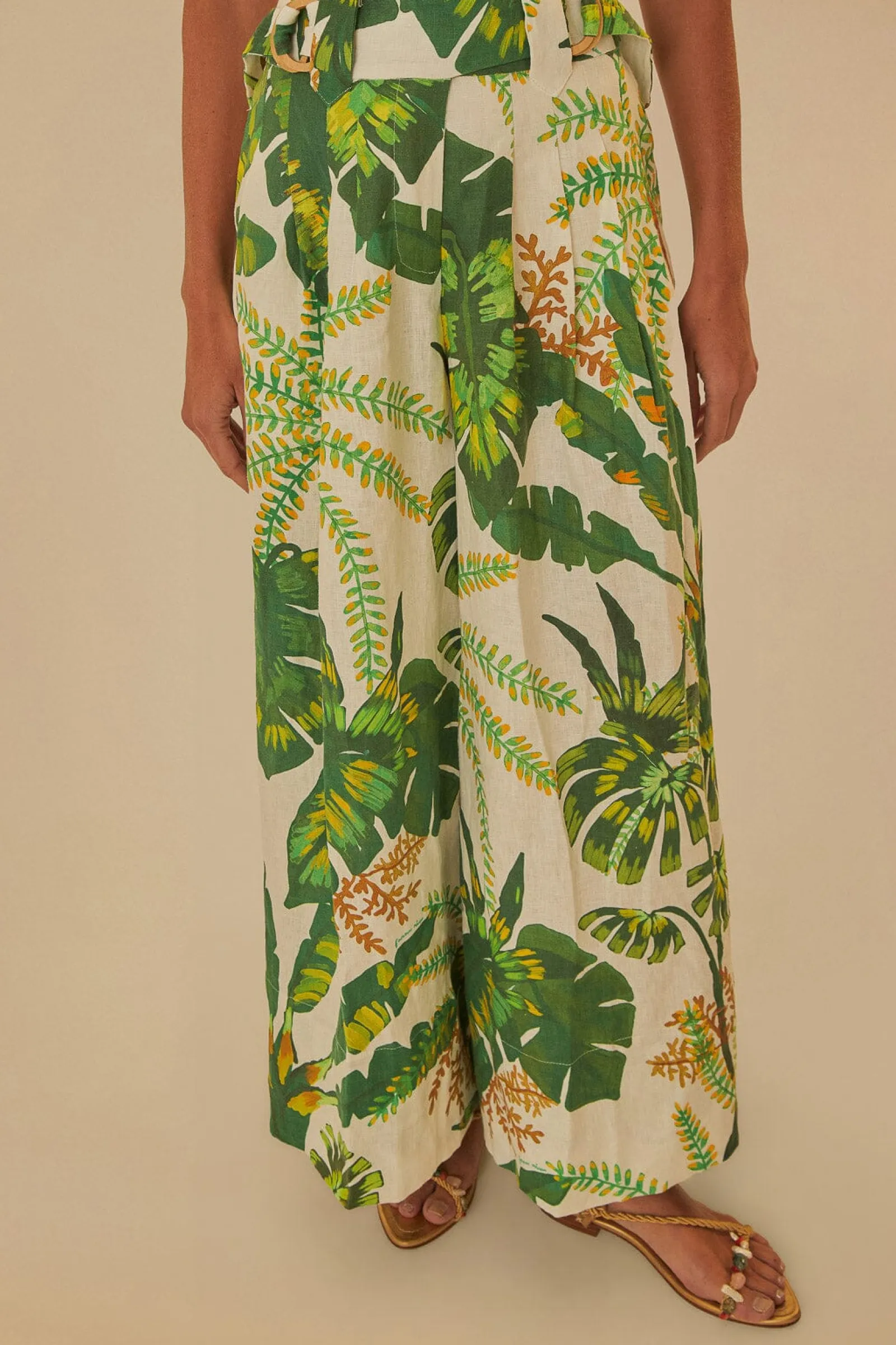 TROPICAL FOREST OFF-WHITE PANTS