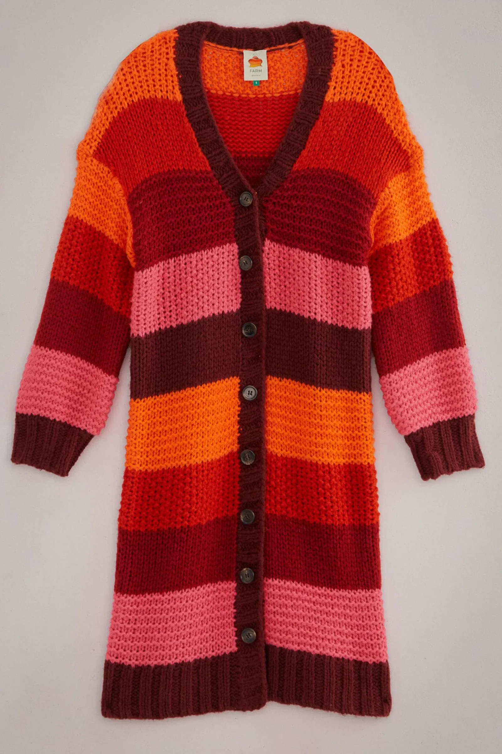 TROPICAL STRIPES MIDI KNIT CARDIGAN