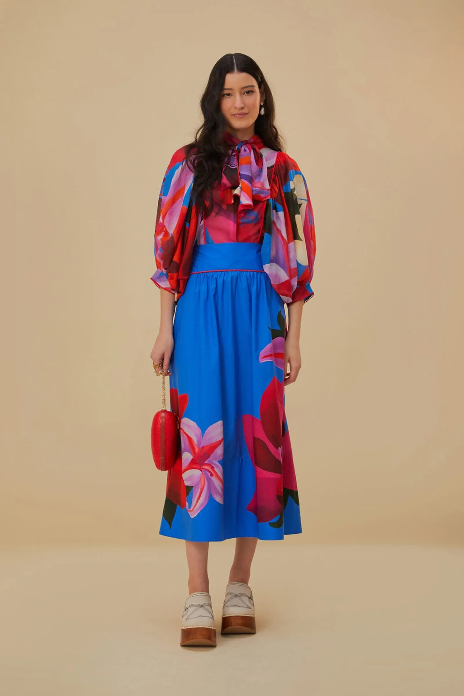  WATERCOLOR FLORAL BLUE LONG SLEEVE BLOUSE