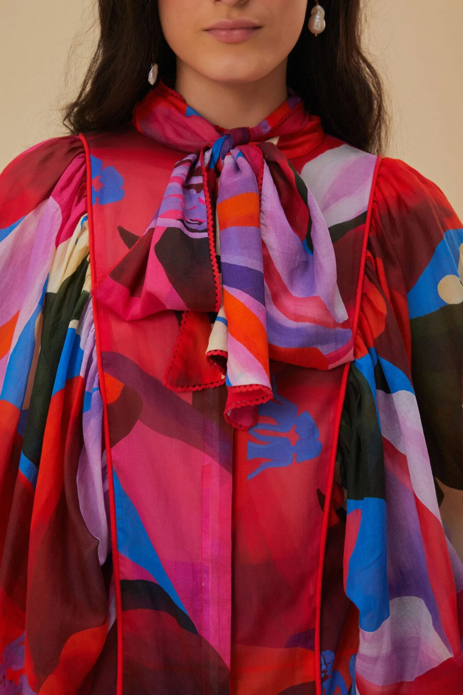  WATERCOLOR FLORAL BLUE LONG SLEEVE BLOUSE